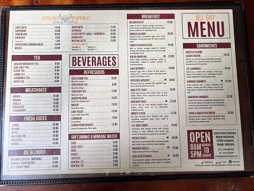 smilling buffalo menu 1